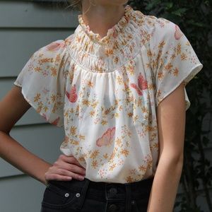 Smocked Mockneck Top